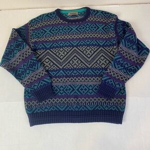 Jantzen 90’s Geo Print Crew Neck Grandpa Sweater Size L